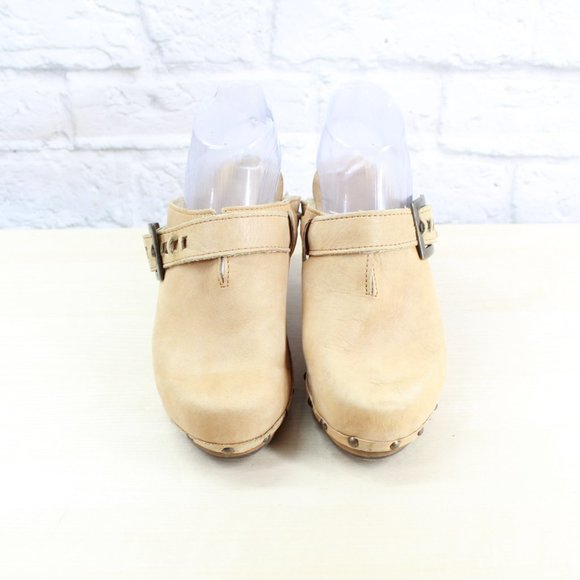 SANITA Brown Leather Wood Heel Backless Ankle Stra - Picture 5 of 9